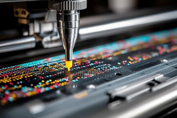 Close-up of a DNA sequencing machine, emphasizing the advancements in biotechnology and genetics. High quality