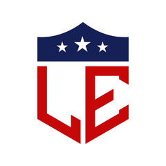 Patriotic LE Logo Design. Letter LE Patriotic American Logo Design for Political Campaign and any USA Event.