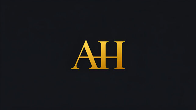 Elegant, Luxurious, Professional and minimal AH letters monogram icon design in bright golden color.