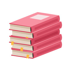 Books clipart isolated on white background. Various notebook position. Stack of books. Materials for education, reading, literature, and scientific theme.