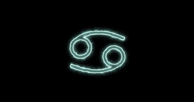 Cancer symbol astrological sign blue flaming. Loop
