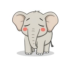 Fototapeta premium Cartoon styled elephant baby isolated on white