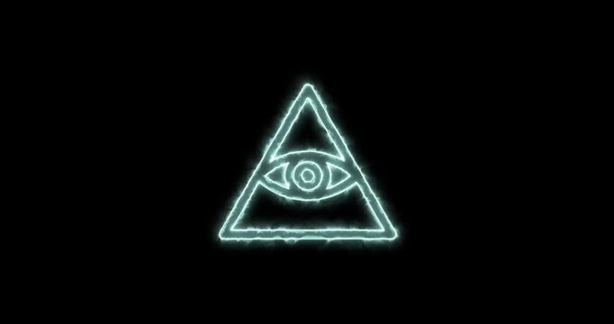 Symbol of Caodaism blue flaming. Loop