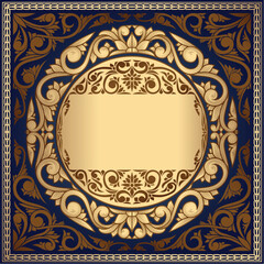 Golden ornate decorative vintage blank card