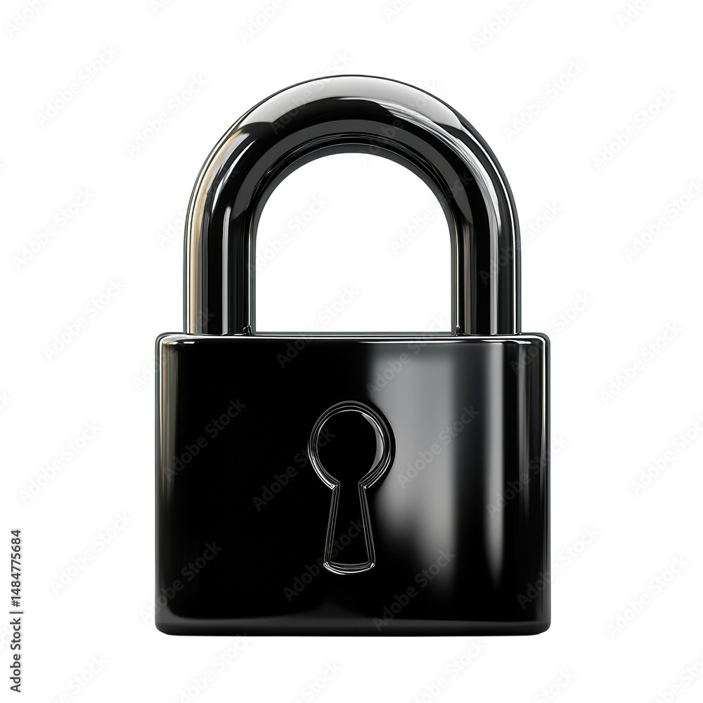 Poster a gleaming chrome padlock a symbol of secure boundaries and trusted safety on transparent background