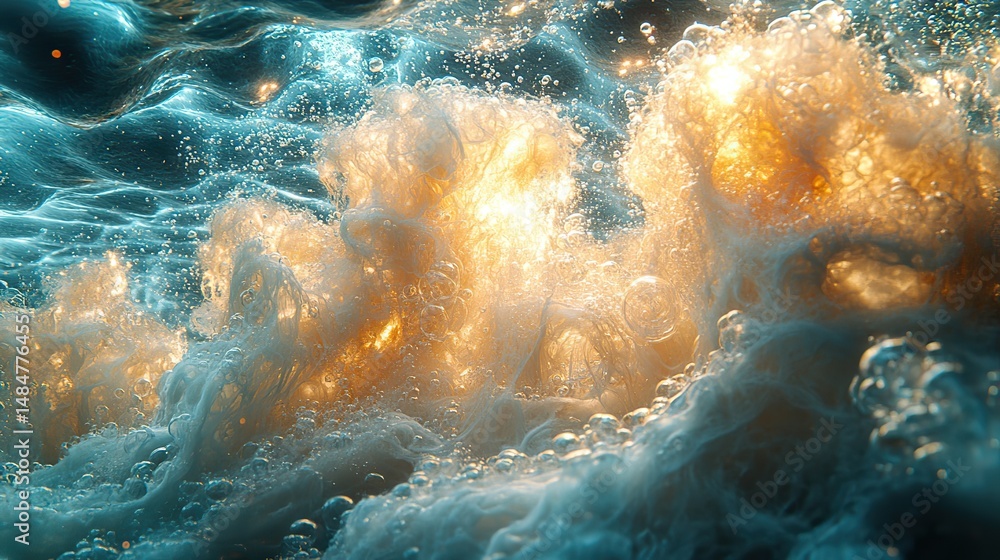 Canvas Prints effervescent bubbles rise through a dense and viscous liquid, their fleeting existence creating a se