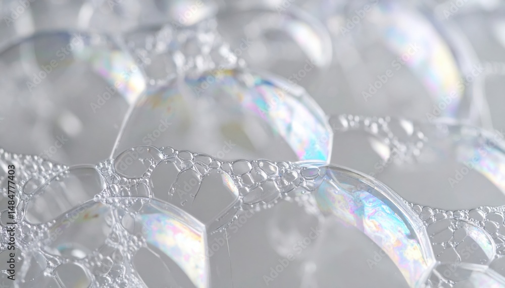 Poster bubbles forming on surface close-up photography white background abstract concept macro view science