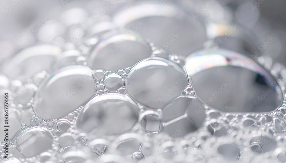 Poster bubbles forming in soap solution close-up macro photography abstract environment high detail visual 