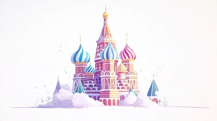 Saint Basils Cathedral. Saint Basils Cathedral hand drawn watercolor illustration