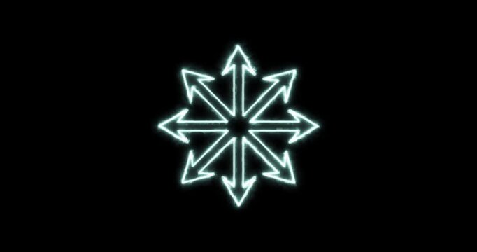 Chaos symbol blue flaming. Loop