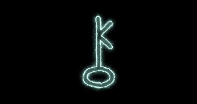 Astronomical symbol of Chiron blue flaming. Loop