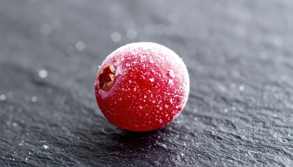 Frozen cranberries for holiday recipes food photography black slate background close-up culinary delight