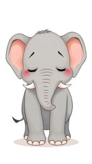 Naklejka premium Cartoon styled sad elephant baby isolated on white