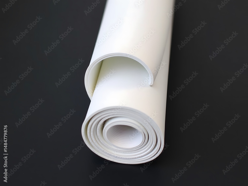 Poster rolled up white paper on a black background showing texture and subtle curves for visual interest