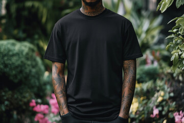 Person Wearing Black Oversized T-Shirt Mockup