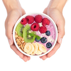 Fruit bowl breakfast parfait