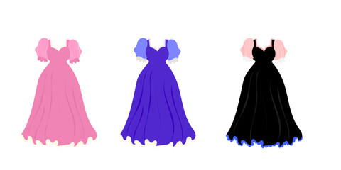 Woman beautiful dress of princess variant color dress vector stock element