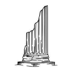 historical column fragment vector illustration