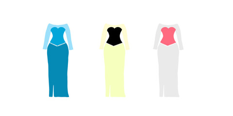 Woman beautiful dress of princess variant color dress vector stock element