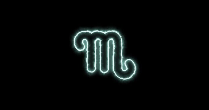 Scorpio symbol astrological sign blue flaming. Loop