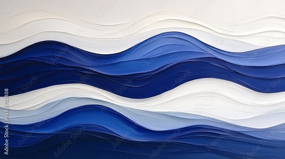 Poster blue wave abstract: a mesmerizing abstract art piece featuring layered waves of vibrant blue hues ca