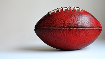 Realistic Leather American Football on a Neutral Background