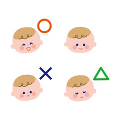 正誤記号と赤ちゃん顔アイコン