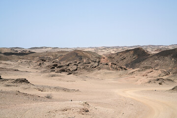 Felsige Wüstenlandschaft im Hinterland von Swakopmund in den sogenannten Moonlands 