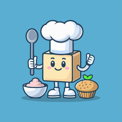 Mascot Chef animated vector character for restaurant kitchen culinary logo dining cartoon food gourmet service tasty illustration premium editable background expression man apron uniform artwork