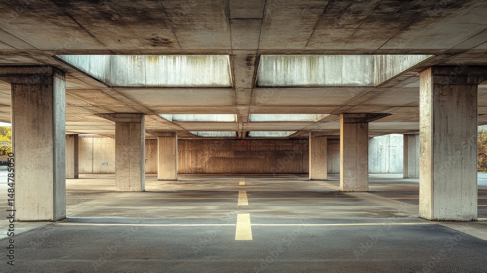 Poster empty urban space with concrete surface and abstract open structure