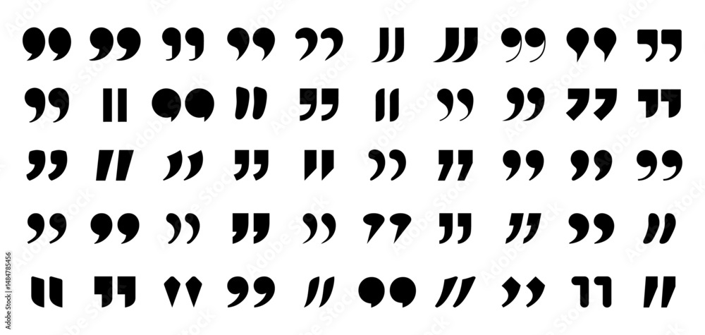 Fototapete quotation mark vector set. typographic designs collection of quote mark vector illustration.