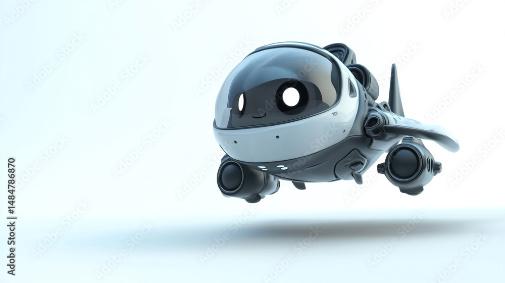 Poster futuristic robotic drone resembling a playful whale in 3d illustration. ideal for technology, roboti