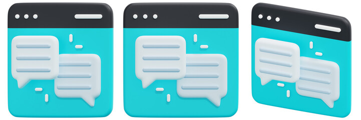 Set of 3D Rendered Chat Bubbles on Aqua Background 3d Render Icon Illustration