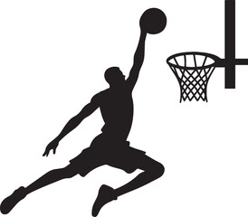 Basketball Player Dunking Silhouette