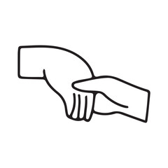 Black color outline Big set of Colorful Hands holding stuff. Different gestures