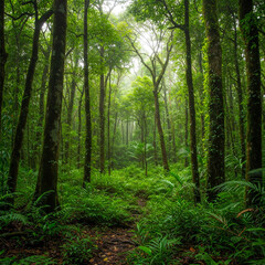 Obraz premium View with trees and vegetation in the jungle