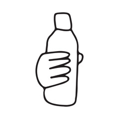 Black color outline Big set of Colorful Hands holding stuff. Different gestures