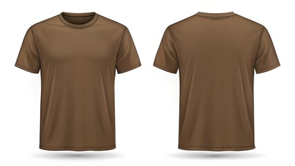 Blank T Shirt Brown  mockup Template Front and Back