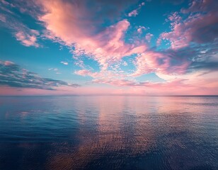Fototapeta premium Pastel clouds over calm ocean-