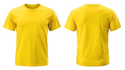 Blank T Shirt Yellow mockup  Template Front and Back