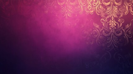 Pink and purple gradient background with gold damask pattern