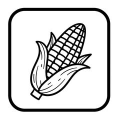 Corn Cob Icon in Square Frame