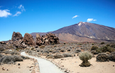 Teide Peak, the highest mountain in Spain and rocks known as 