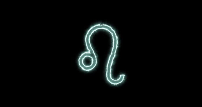 Leo symbol astrological sign blue flaming. Loop