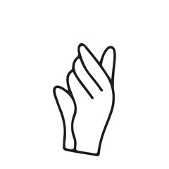 Hands poses. Black color outline vector illustration, on a white background. Concept of communication and expressions.