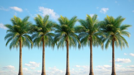Tranquil palm tree serenade beneath a serene blue sky canvas landscape