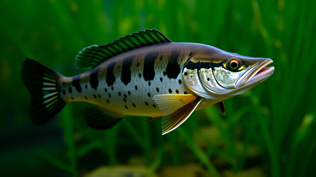 black and white bowfin fish