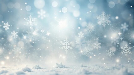 Fototapeta premium Winter Wonderland Scene Sparkling Snowflakes and Glimmering Lights on a Frosty Landscape