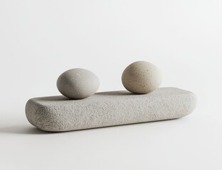 Two smooth stones rest atop a larger, rectangular stone