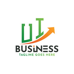UI Finance Logo. Letter UI Logo Business Success. UI Growth Arrow Financial Success Logo Design